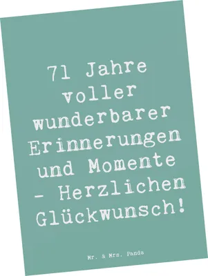 Produktbild von Mr. & Mrs. Panda Postkarte Spruch 71. Geburtstag Erinnerungen - Meeresbrise - Geschenk, Freude, Postkarten, Ansichtskarten, Grußkarte, bildkarte, Happy Birthday