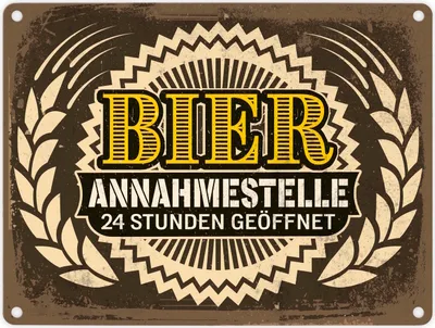 Produktbild von Bier Annahmestelle Metallschild in 15x20 cm mit coolem Spruch und Biermotiven