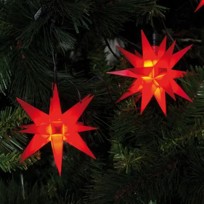 Produktbild von LED-Weihnachtsbaumkette, 9 Sterne rot je 12 cm