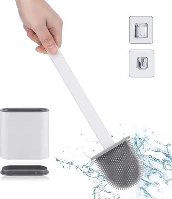 Produktbild von Silikon-Toilettenbürste mit Doppelbasis, weiß, schnell trocknend