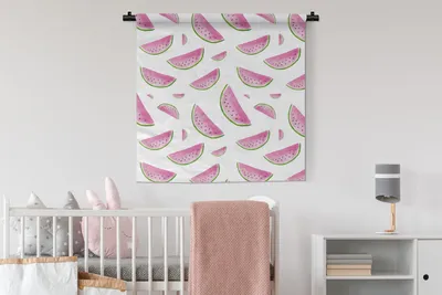 Produktbild von MuchoWow® Wandteppich Wandbehang Wassermelone - Aquarellfarbe - Design 90x90 cm Tapisserie Dekoration Wandtuch - Wandaufhänger