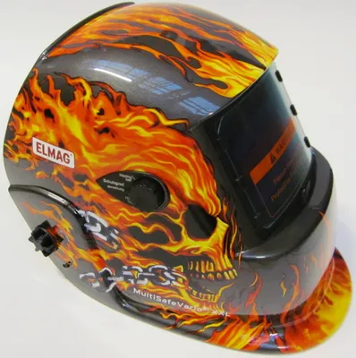 Produktbild von Elmag Automatik-Kopfschweißschirm, Design flame. Multisafevario®, Din 4/9-13, Xxl