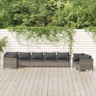 Produktbild von vidaXL 8-tlg. Garten-Lounge-Set mit Kissen Grau Poly Rattan