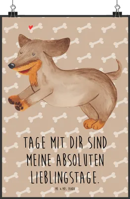 Produktbild von Mr. & Mrs. Panda Bild Hund Dackel DIN A1 - Hundeglück - Geschenk, wanddeko, Dachshund, Kunstdruck, Plakat, Herz, Wandbild, Sprüche, drucke, Hunde