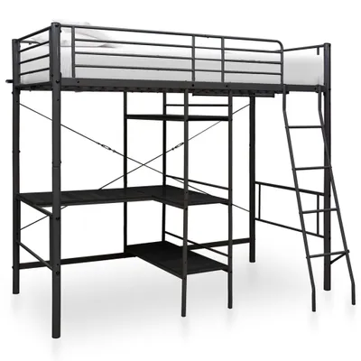 Produktbild von Etagenbett mit Tischrahmen Schwarz Metall 90x200 cm