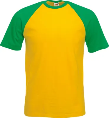 Produktbild von Fruit Of The Loom Herren Baseball T-Shirt, kurzärmlig BC327 (2XL) (Sonnengelb/Hellgrün)