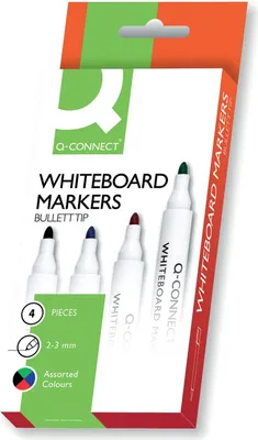 Immagine prodotto di Q-Connect® KF26037 Marcatore per lavagna bianca - 1,5 - 3 mm, confezione da 4 pezzi assortita