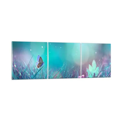 Produktbild von Bilder auf glas - Schmetterling Wiese Blume - 90x30cm - Glasbilder - Wandbilder - Kunstdruck - zum Aufhängen bereit - Wanddekoration aus Glas - Glas Bilder - Wandbild auf Glas - GCA90x30-4077