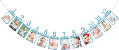 Produktbild von Oblique Unique Baby Girlande 12 Monate Monatsgirlande für Jungen Geschenk Babyshower