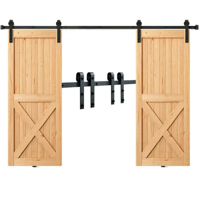 Produktbild von 244cm Schiebetürbeschlag J-förmig - Schiebetürsystem mit 2-teiligen Schienen - 150kg Tragfähigkeit - Laufschiene - Ideal für Schiebetüren - Türstärke: 32-45mm - Türbreite: 1,12-1,32m