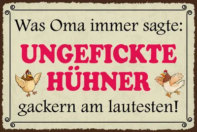 Produktbild von vianmo Holzschild 20x30 cm ungefickte Hühner gackern am lautesten