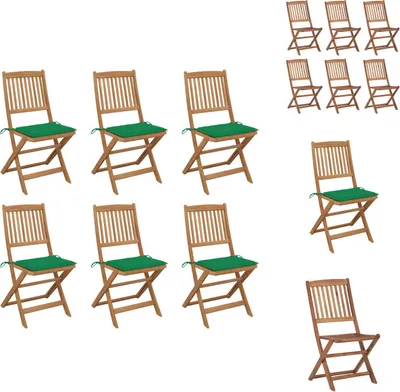 Image de vidaXL Chaises de jardin pliantes 6 pcs. avec coussins bois massif acacia - Chaises de jardin