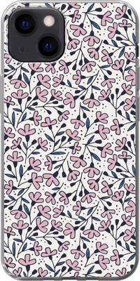 Produktbild von MuchoWow® Handyhülle Schutzhülle Hülle für Telefoonhoesje iPhone 13 Mädchen - Blumen - Rosa - Muster - Mädchen - Kinder - Mädchen Silikon Softcase Handy Hülle - Karteninhaber