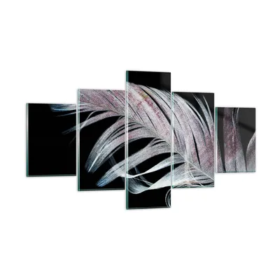 Produktbild von Bilder auf glas - 5 Teile - Feder die Farben Zartheit - 125x70cm - Glasbilder - Wandbilder - Bilder - zum Aufhängen bereit - Wanddekoration aus Glas - Glas Bilder - Wandbild auf Glas - GEA125x70-4959