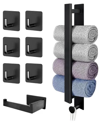 Produktbild von Handtuchhalter Set ohne Bohren mit 7 Haken aus Edelstahl, zur Wandmontage für Badezimmer und Küche