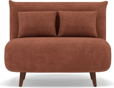 Image de Best Mobilier Lumi - Banquette convertible clic-clac 1 place en velours côtelé , Terracotta