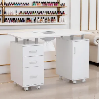 Produktbild von Nageltisch Manikürtisch mit Absaugung und 3 x Schubladen Nagelrekonstruktion Studiotisch Maniküretisch