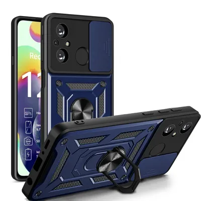 Produktbild von Outdoor Panzer Hülle Xiaomi Redmi 12C Handyhülle mit Kameraschutz Ringhalter Blau