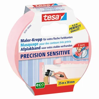 Produktbild von TESA 56261, Maler-Abdeckband, Papier, Pink, Acrylfarbe, Alkydfarbe, Latexfarbe, 7 Tag(e), 25 m