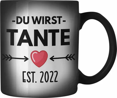 Produktbild von Trendation - Onkel Du Wirst Onkel 2022 Geschenk Schwangerschaft Verkünden Onkel Überraschung Baby Karabiner Farbwechsel Zauber-Tasse Edelstahl (Schwarz)