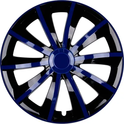 4x PREMIUM DESIGN Radkappen Radzierblenden Set "Gral" 14 ZOLL in Blau Schwarz – Produktansicht