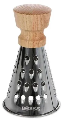 Image de Boska 320115 Mini-râpe de table 'Chêne' en acier inoxydable et bois de chêne, Ø 8,5 x 15 cm, argenté