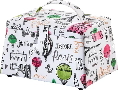 Produktbild von Kobolo Nähkästchen Nähkorb Nähkörbchen Nähkasten - Textil Paris - 20x14x14 cm