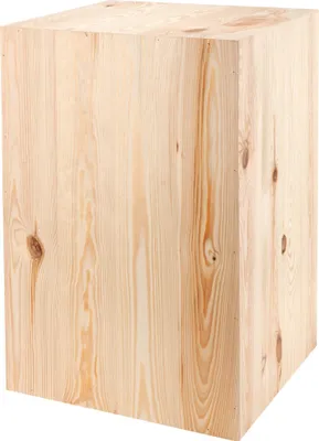 A wooden cube on a white background.