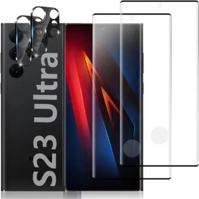 Produktbild von 2X Schutzglas für Samsung Galaxy S23 Ultra Display Kamera Panzerfolie Full Screen