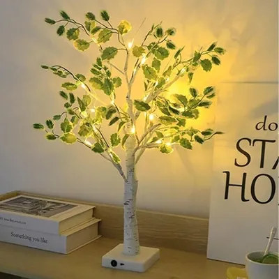 Produktbild von Künstlicher Weihnachtsbaum, Mini-Weihnachtsbaum,Tisch-Bonsai-Dekoration,50cm,24 LED-Lichter warmweiß,künstliche Blätter,für Weihnachtsdekoration