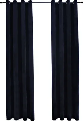 Produktbild von vidaXL Verdunkelungsvorhänge mit Ösen 2 Stk. Samt Schwarz 140x225 cm