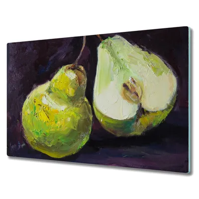 Produktbild von Coloray Herdabdeckplatte 80x52 cm Schneidebrett Kochplattenabdeckung Küchenbrett Hackbrett - Malerei Birnenfrucht