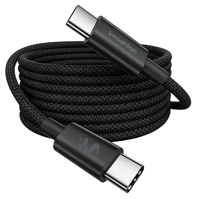 Image de Câble tressé USB-C vers USB-C, 100W, 2 mètres, noir (imoshion)