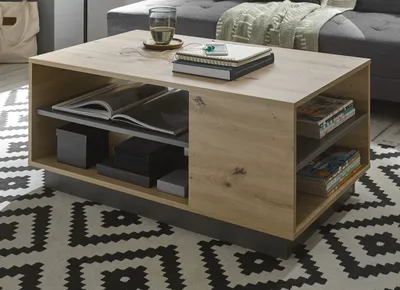 Produktbild von Couchtisch Louna Eiche grau Wohnzimmer Tisch mit Stauraum 100 x 60 cm