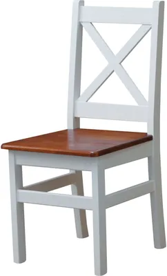 Image de Chaise croisée blanche en pin massif avec assise couleur Calvados