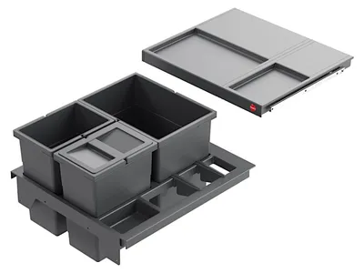 Image de Hailo Separato-K 500 panier 2x8+18L pour meuble 50cm gris foncé