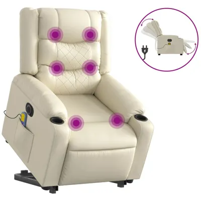 Produktbild von vidaXL Massagesessel mit Aufstehhilfe Elektrisch Creme Kunstleder