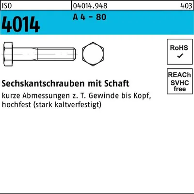 Produktbild von Reyher  Sechskantschrauben ISO 4014 A 4-80 M 20x220 A 4-80 (10 Stück)