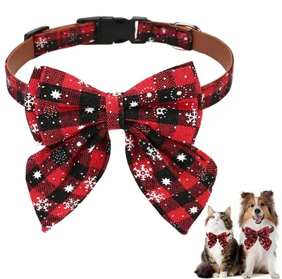 Productafbeelding van Hondenhalsband met Kerstmotief en Strik voor Honden en Katten (1,5 x 35 cm)