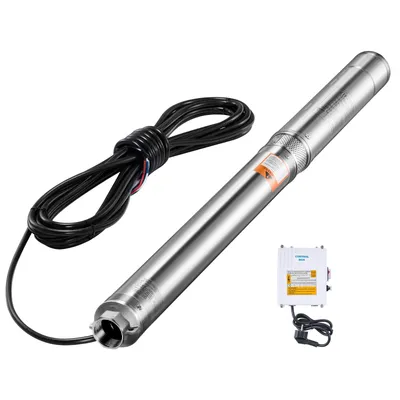 Image de SucceBuy Pompe immergée pour puits profonds, puissance 550 W, 230 V, hauteur de refoulement 53 m, débit 100 l/min, pompe à eau en acier inoxydable avec câble de 20 m et boîtier deexterne, pour usage industriel et privé