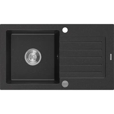 Zdjęcie produktu dla Mexen Pablo zlewozmywak granitowy 1-komorowy z ociekaczem 752 x 436 mm, czarny/srebrny metalik, syfon chrom - 6510751010-73