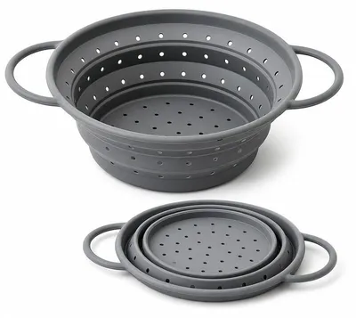 Produktbild von Faltbares Nudelsieb (21 cm) aus Silikon – hitzebeständig bis 240 °C, BPA-frei, spülmaschinenfest – Platzsparendes Küchensieb für Camping und Küche