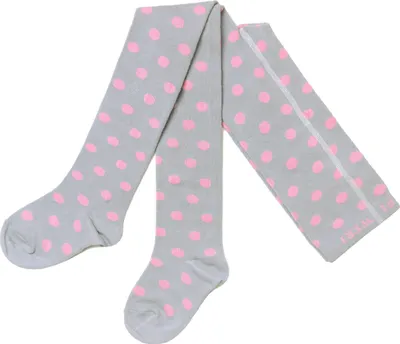 Produktbild von Kinderstrumpfhosen für Mädchen aus Baumwolle Kleine Punkte Grau und Rosa Größe 134-146