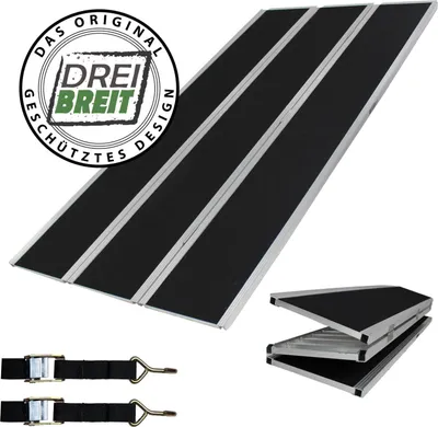 Produktbild von DREIBREIT by TRUTZHOLM Alu Auffahrrampe 255 cm extra lang 2-fach klappbar 1020 kg Alu beschichtet