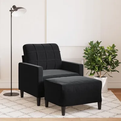 Produktbild von Sessel mit Hocker, schwarz, 60 cm, aus Samt