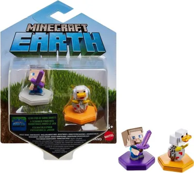 Immagine prodotto di MATTEL GKT42 Minecraft Earth Boost Mini-Figures 2-Pack Attacking Steve e Spawning Chicken