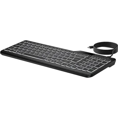 Imagen del producto de Teclado con retroiluminación HP 405 para múltiples dispositivos, tamaño completo (100%), con cable, USB, interruptor de membrana, color