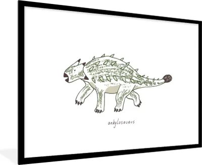 Produktbild von MuchoWow® Gerahmtes Poster Kinderzimmer - Ankylosaurus - Dinosaurier - Jungen - Mädchen - Kinder 90x60 cm - Poster mit Schwarzem Bilderrahmen Wandposter Rahmen Foto Bilder - Wanddekoration - Fotos
