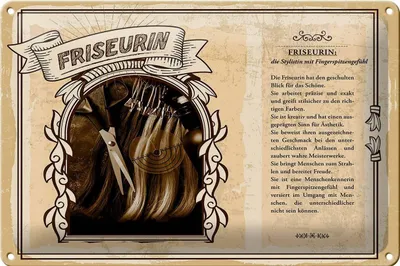 Produktbild von Blechschild Berufe 30x20cm Friseurin Stylistin Blick Schöne