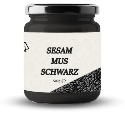 Produktbild von Mynatura Schwarzes Sesammus - ab 500g - 1 Glas (500g)